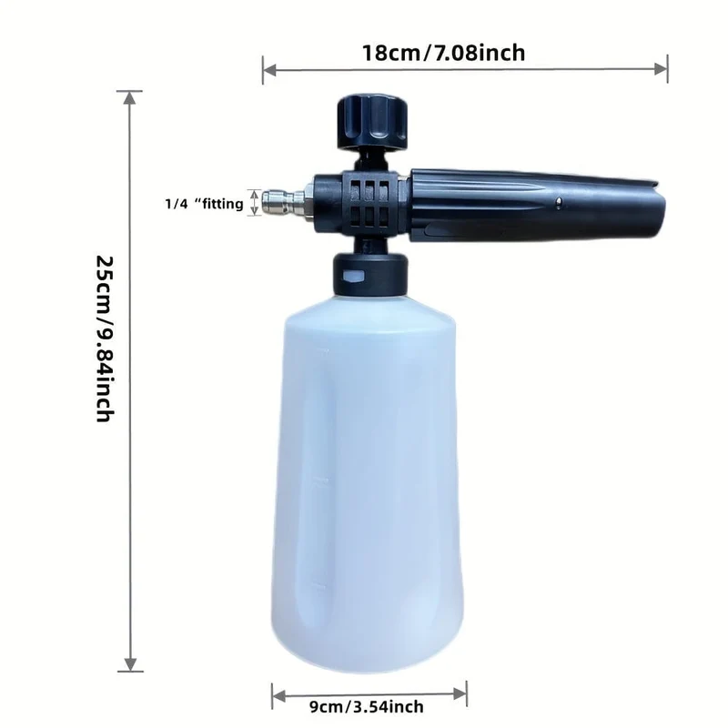 1 Satz, Schneeschaumkanone mit 1/4-Zoll-Schnellanschluss, 700-ml-Flasche, als Hochdruckreiniger-Sprühpistole verwendbar, Autowaschseifen-Aufsatzsatz, Schaumreiniger-Werkzeug