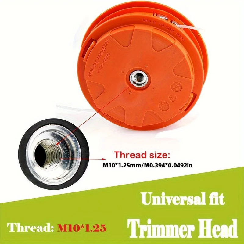 1 Stück Alloy Universal Twister Bump Feed Line Trimmerkopf Whipper Freischneider Freischneider, Gewindegröße M10x1.25 Linkshänder-Rasenmäher