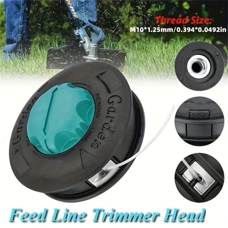 1 Stück Alloy Universal Twister Bump Feed Line Trimmerkopf Whipper Freischneider Freischneider, Gewindegröße M10x1.25 Linkshänder-Rasenmäher
