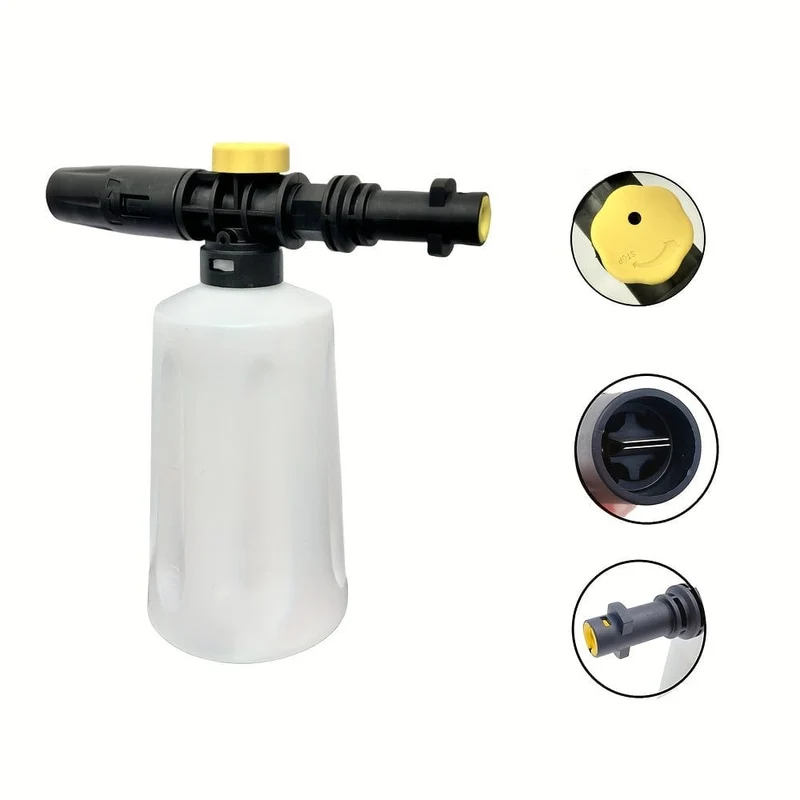 1-teiliges Schaumkanonen-Jet-Flaschen-Schneeschaum-Lanzen-Waschset für Karcher K2 K3 K4 K5 K6 K7 K-Serie, Seifengenerator, Hochdruckreiniger, Auto-Schaumer, Wäsche, verstellbare Sprühdüse, 700 ml