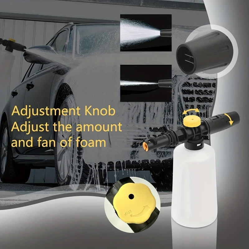 1-teiliges Schaumkanonen-Jet-Flaschen-Schneeschaum-Lanzen-Waschset für Karcher K2 K3 K4 K5 K6 K7 K-Serie, Seifengenerator, Hochdruckreiniger, Auto-Schaumer, Wäsche, verstellbare Sprühdüse, 700 ml