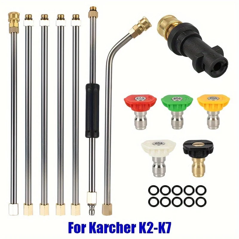 1 Set hochwertige Autowaschanlage mit Verlängerung, Hochdruckpistolendüse für Karcher K2 – K7 Dachreiniger, Verlängerungsstab, Schaumwaschlanze, Jet-Set, Autozubehör