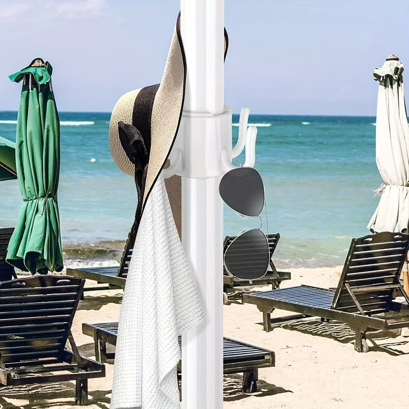 1 Stück Regenschirm-Überdachung, 4 Zinken, langlebiger Strandschirm-Hängehaken, Kunststoff-Schirmhaken, hängender Strandschirm-Aufhänger, Clips-Halter (Farbe: Weiß)