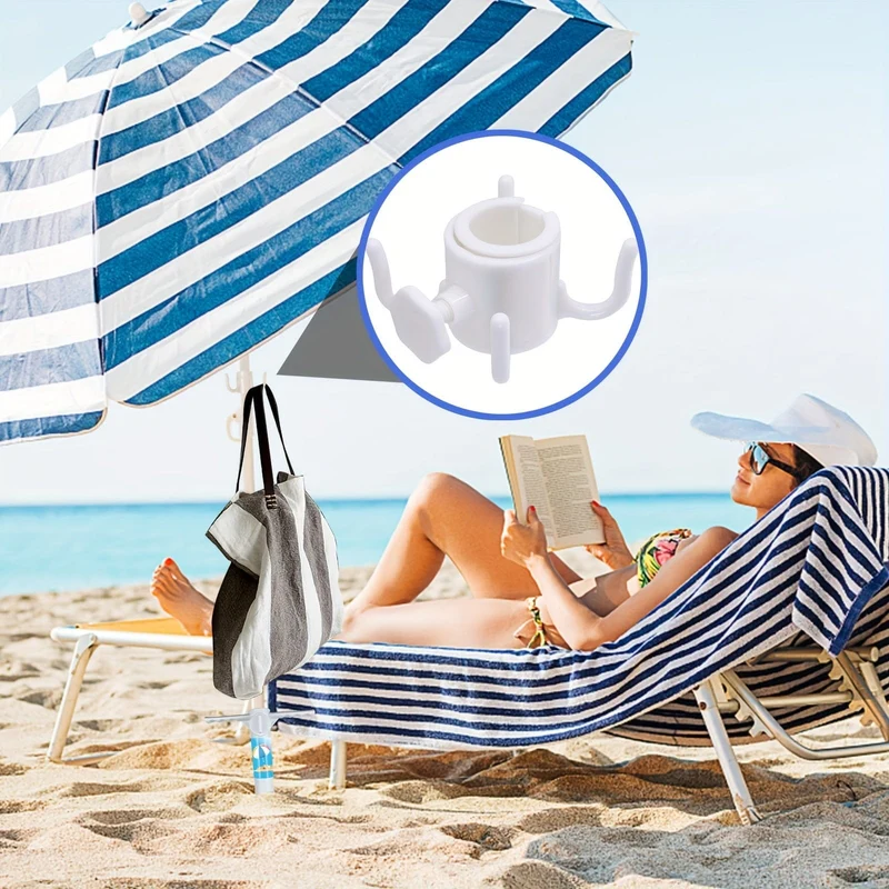 1 Stück Regenschirm-Überdachung, 4 Zinken, langlebiger Strandschirm-Hängehaken, Kunststoff-Schirmhaken, hängender Strandschirm-Aufhänger, Clips-Halter (Farbe: Weiß)