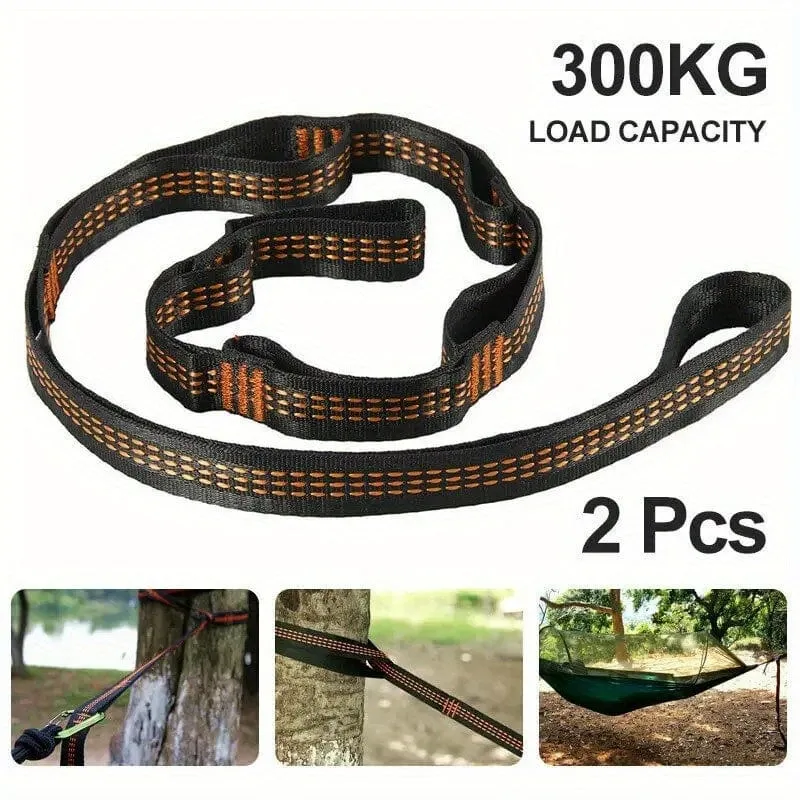 2 Stück Hängemattengurte, speziell verstärkte Polyestergurte, 5 Ringe, hochbelastbare Hängemattengurte mit Widerhaken für Outdoor-Camping