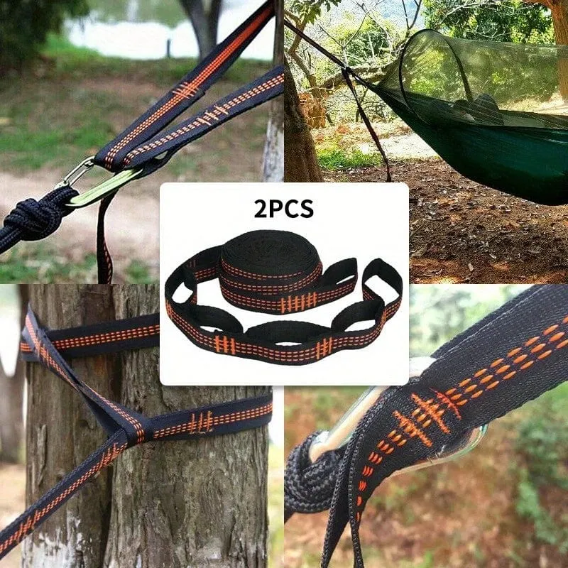 2 Stück Hängemattengurte, speziell verstärkte Polyestergurte, 5 Ringe, hochbelastbare Hängemattengurte mit Widerhaken für Outdoor-Camping