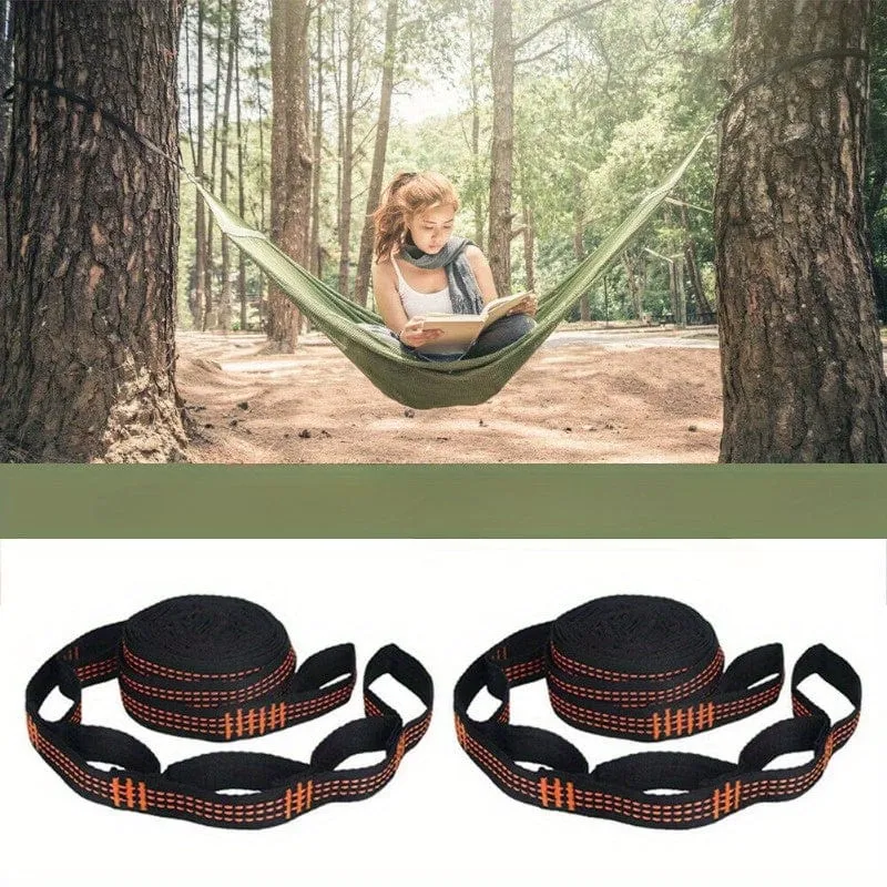 2 Stück Hängemattengurte, speziell verstärkte Polyestergurte, 5 Ringe, hochbelastbare Hängemattengurte mit Widerhaken für Outdoor-Camping