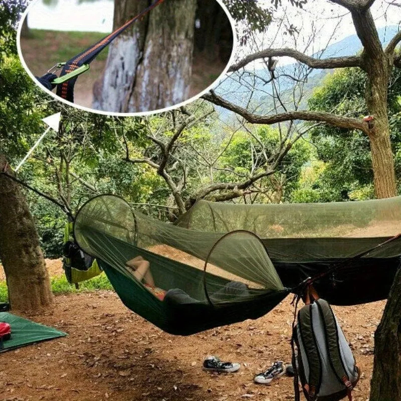 2 Stück Hängemattengurte, speziell verstärkte Polyestergurte, 5 Ringe, hochbelastbare Hängemattengurte mit Widerhaken für Outdoor-Camping