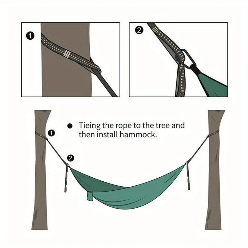 2 Stück Hängemattengurte, speziell verstärkte Polyestergurte, 5 Ringe, hochbelastbare Hängemattengurte mit Widerhaken für Outdoor-Camping