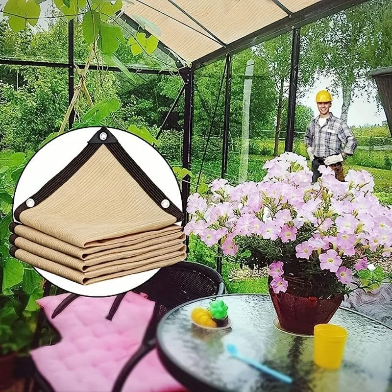 1 Satz beiges, verschlüsseltes Beschattungsnetz, Sonnenschutztuch, Sonnenschutztuch, geeignet für Innenhof, Balkon, Garten, Pflanzenschuppen, Tierschuppen, Sonnenschutz, UV-Schutz und Sonnenschutz-Leinwand, 3 m/9.84 Fuß x 4 m/13.12 Fuß