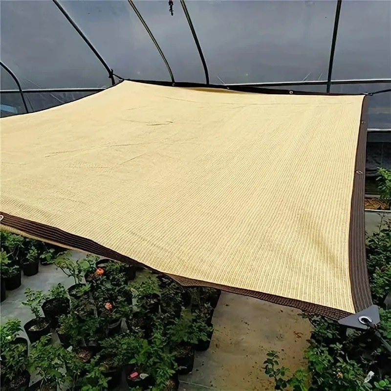 1 Satz beiges, verschlüsseltes Beschattungsnetz, Sonnenschutztuch, Sonnenschutztuch, geeignet für Innenhof, Balkon, Garten, Pflanzenschuppen, Tierschuppen, Sonnenschutz, UV-Schutz und Sonnenschutz-Leinwand, 3 m/9.84 Fuß x 4 m/13.12 Fuß