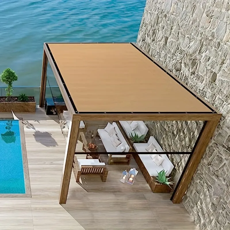 1 Satz beiges, verschlüsseltes Beschattungsnetz, Sonnenschutztuch, Sonnenschutztuch, geeignet für Innenhof, Balkon, Garten, Pflanzenschuppen, Tierschuppen, Sonnenschutz, UV-Schutz und Sonnenschutz-Leinwand, 3 m/9.84 Fuß x 4 m/13.12 Fuß