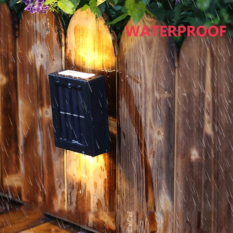 1-teiliges 4-LED-Solar-Wandleuchten-Set, beleuchtet nach oben und unten Sonnenlicht-Sensor-Lampe für den Außenbereich, wasserdicht, modernes Dekor im nordischen Stil für Veranden, Wege, Gärten, Innenhöfe, Rasen, Terrasse, Zaun und Gasse