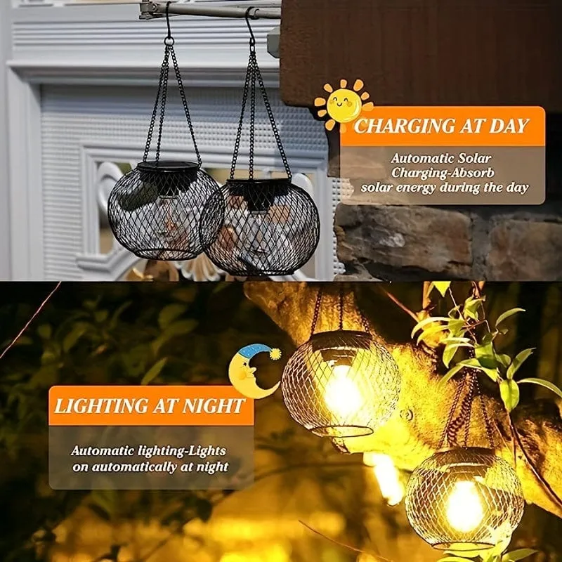 Verschönern Sie Ihren Außenbereich mit 2 Packungen verbesserter Solar-Hängelaternen – perfekt für Garten, Hof und Terrasse!