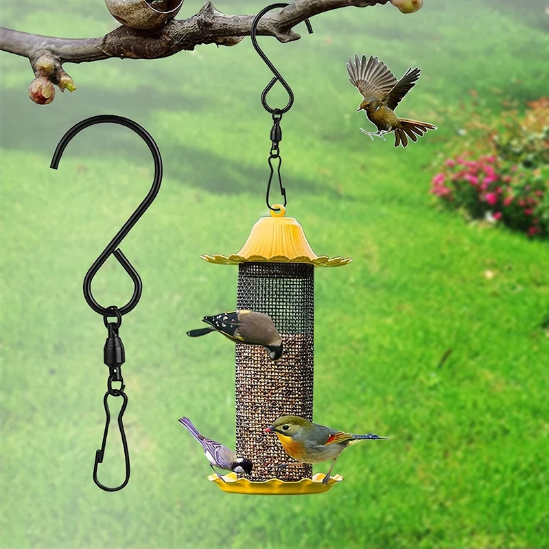 8 Packungen drehbare Windspiel-Haken, S-Typ, drehbare Lagerhaken aus Edelstahl zum Aufhängen von Windspielen, Vogelhäuschen, Kristall-Partyzubehör (schwarz)
