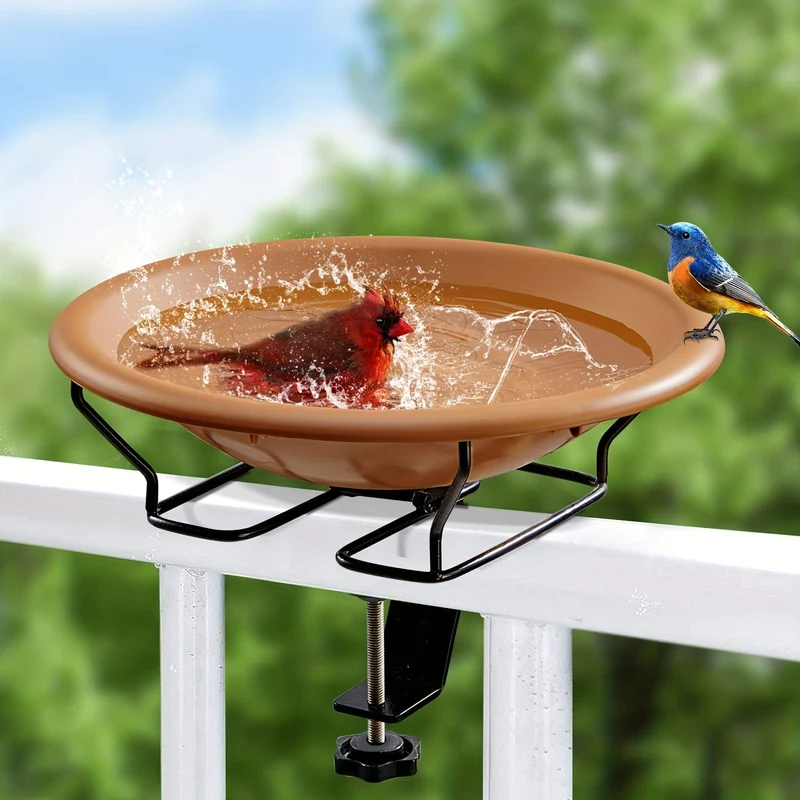 1 Stück Vogeltränke, an Deck montiert, Vogelbad, Spa, mit stabiler Stahlklemme