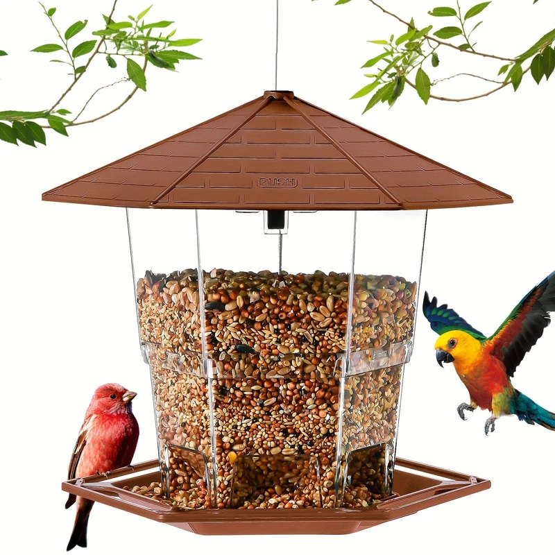 1 Stück Vogelhäuschen für den Außenbereich, mit Verriegelungsfunktion, Vogelhäuschen, einziehbares Vogelhäuschen, Wildvogelfutter für den Außenbereich, Gartendekoration, Hofkunst für Vogelbeobachter