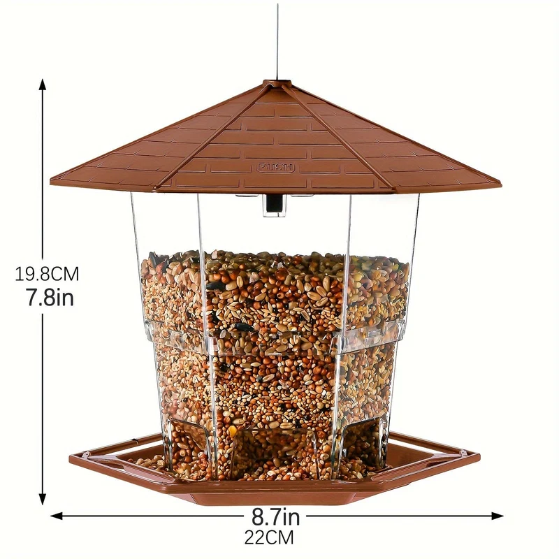 1 Stück Vogelhäuschen für den Außenbereich, mit Verriegelungsfunktion, Vogelhäuschen, einziehbares Vogelhäuschen, Wildvogelfutter für den Außenbereich, Gartendekoration, Hofkunst für Vogelbeobachter