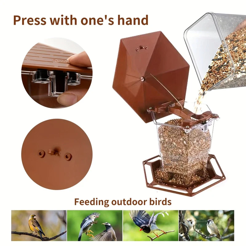 1 Stück Vogelhäuschen für den Außenbereich, mit Verriegelungsfunktion, Vogelhäuschen, einziehbares Vogelhäuschen, Wildvogelfutter für den Außenbereich, Gartendekoration, Hofkunst für Vogelbeobachter