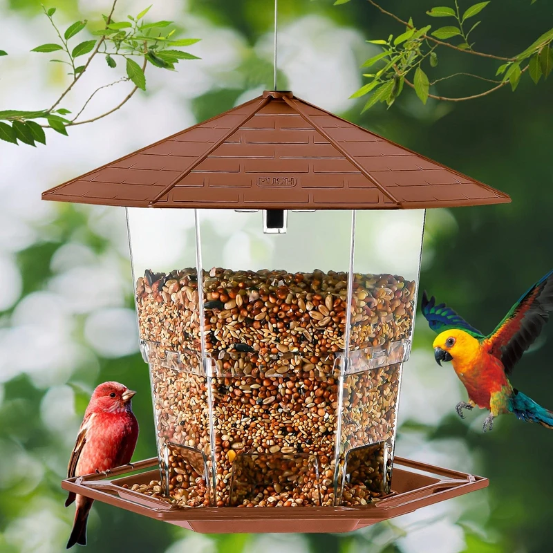 1 Stück Vogelhäuschen für den Außenbereich, mit Verriegelungsfunktion, Vogelhäuschen, einziehbares Vogelhäuschen, Wildvogelfutter für den Außenbereich, Gartendekoration, Hofkunst für Vogelbeobachter