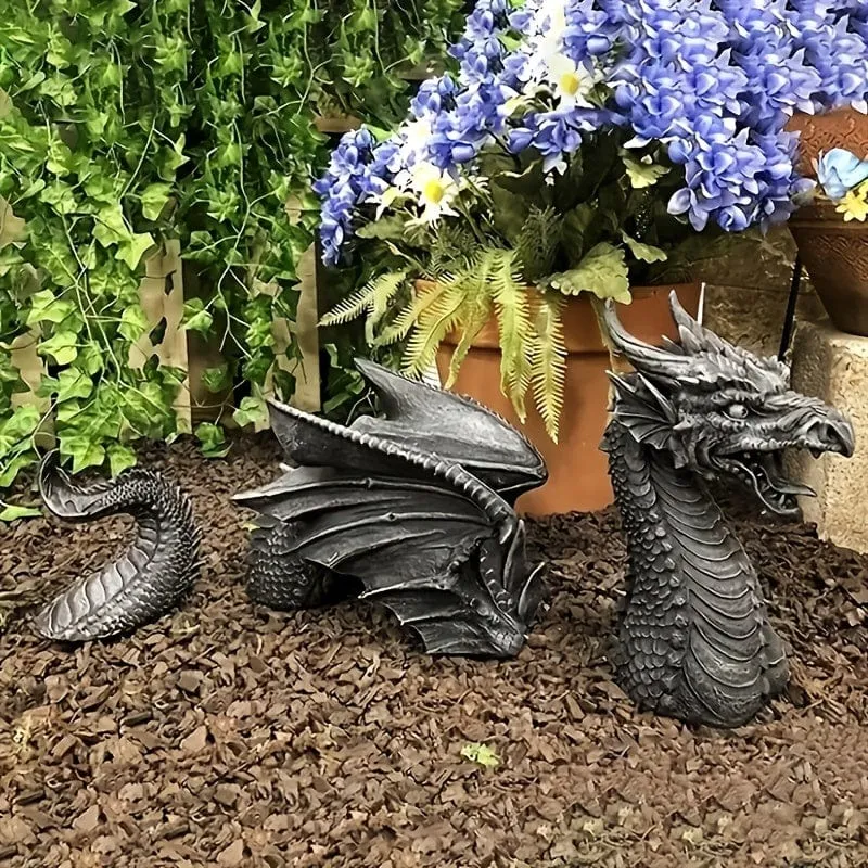 1 Stück, große Drachen-Harzstatue, gotische Kunstharz-Kunsthandwerksornamente, Baumdekoration, Raumdekoration, Heimdekoration, Szenendekoration, Desktop-Dekoration