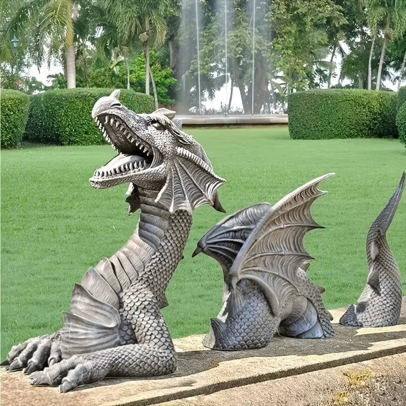 1 Stück, große Drachen-Harzstatue, gotische Kunstharz-Kunsthandwerksornamente, Baumdekoration, Raumdekoration, Heimdekoration, Szenendekoration, Desktop-Dekoration