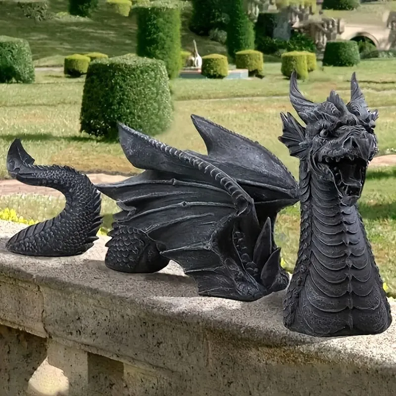 1 Stück, große Drachen-Harzstatue, gotische Kunstharz-Kunsthandwerksornamente, Baumdekoration, Raumdekoration, Heimdekoration, Szenendekoration, Desktop-Dekoration