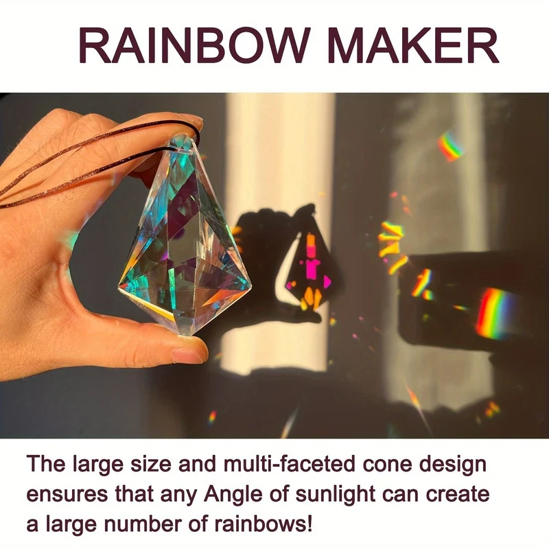 2 Stück Prisma-Kristall-Sonnenfänger, geschnittene geometrische Tropfen-Hänge-Sonnenfänger, Regenbogen-Maker für Fenster, Balkon, Küche, Gartendekoration
