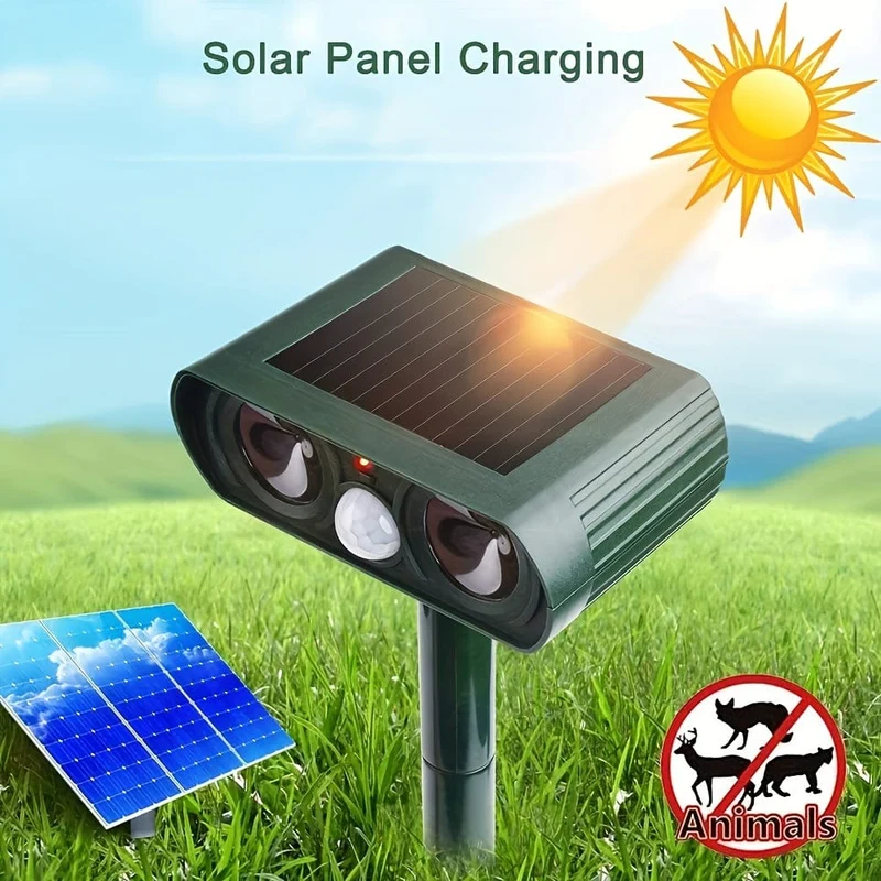 1 Stück, Solar-Ultraschall-Insektenschutz für den Außenbereich für Ratten, Waschbären, Stinktiere, Maulwürfe, Hunde, Katzen, Schädlinge, Vögel, Schlangen, Wildtiere, gefährliche Tiere, kommt mit wasserdichtem Bewegungsmelder, leistungsstark solarbetrieben.