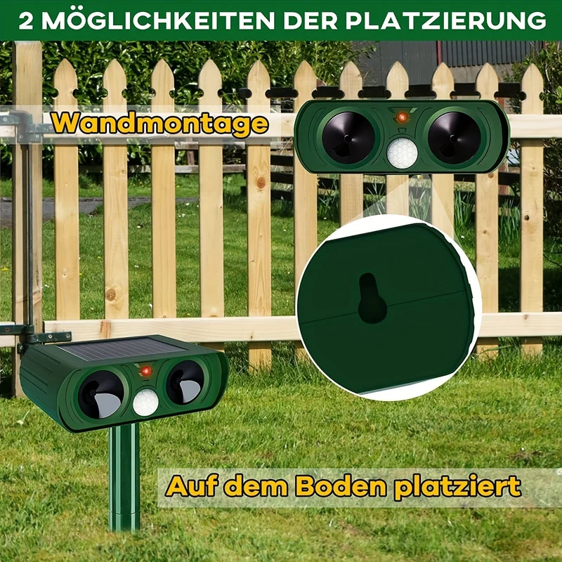 1 Stück, Solar-Ultraschall-Insektenschutz für den Außenbereich für Ratten, Waschbären, Stinktiere, Maulwürfe, Hunde, Katzen, Schädlinge, Vögel, Schlangen, Wildtiere, gefährliche Tiere, kommt mit wasserdichtem Bewegungsmelder, leistungsstark solarbetrieben.