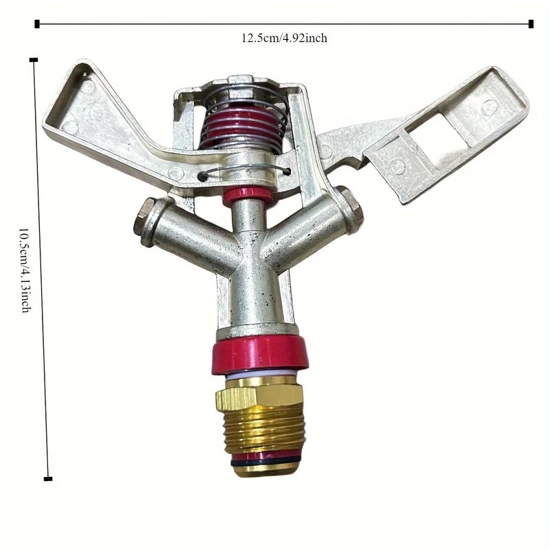 1 Stück, 1/2 Zoll Legierungs-Schlagsprinkler, verstellbar von 0–360 Grad, Rotations-Wassersprinklerkopf für die Gartenbewässerung