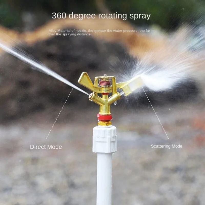 1 Stück, 1/2 Zoll Legierungs-Schlagsprinkler, verstellbar von 0–360 Grad, Rotations-Wassersprinklerkopf für die Gartenbewässerung