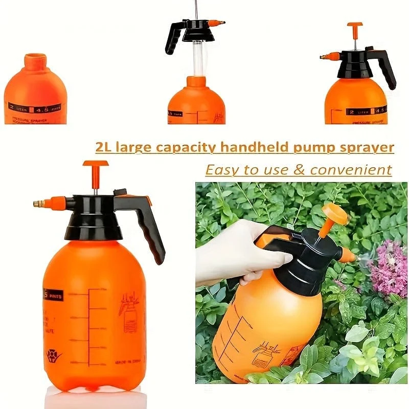 1 Stück, 2 l Gießkanne, Luftdruck-Bewässerungssprüher, Gartenpumpensprüher, 0.5 Gallonen handgehaltene Rasen-Drucksprühflasche mit verstellbarer Messingdüse zum Bewässern von Blumenrasen, zum Reinigen und Waschen zu Hause