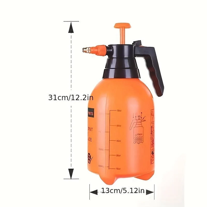 1 Stück, 2 l Gießkanne, Luftdruck-Bewässerungssprüher, Gartenpumpensprüher, 0.5 Gallonen handgehaltene Rasen-Drucksprühflasche mit verstellbarer Messingdüse zum Bewässern von Blumenrasen, zum Reinigen und Waschen zu Hause