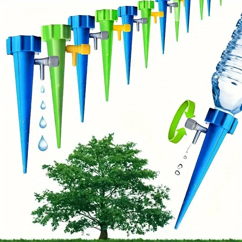 10 Stück, Lazy Flower Waterer, automatische Bewässerung, Topfbewässerung, automatisches Pflanzenbewässerungssystem mit einstellbarem Steuerventilschalter, Bewässerungssprinklerdüse, Blumenbewässerungsgerät, Garten- und Rasenbedarf