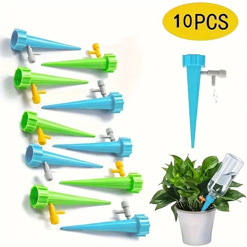 10 Stück, Lazy Flower Waterer, automatische Bewässerung, Topfbewässerung, automatisches Pflanzenbewässerungssystem mit einstellbarem Steuerventilschalter, Bewässerungssprinklerdüse, Blumenbewässerungsgerät, Garten- und Rasenbedarf