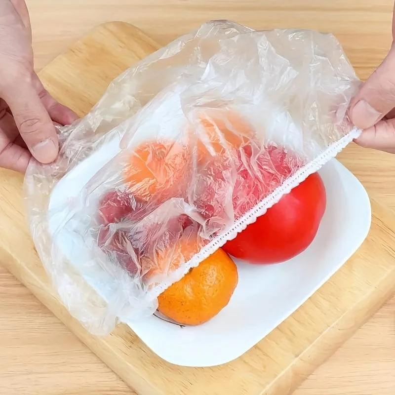 100 Stück, Lebensmittelaufbewahrungsabdeckungen, elastische Lebensmittelaufbewahrungsabdeckungen, wiederverwendbare Stretch-Kunststofffolie, Schüsselabdeckungen, Plastikfolie für Schüsselschalen, elastische Schüsselabdeckung für Familienpicknick im Freien, Küchenbedarf