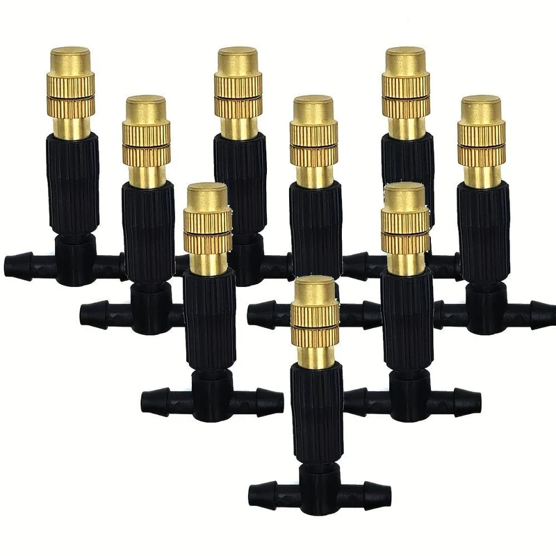 1 Packung, 5 m–30 m, Außenbefeuchtung, Kühlsystem, Gartenbewässerung, Bewässerung, 1/4 Zoll Messing-Zerstäuberdüsen, 4/7 mm Schlauch für Terrassengewächshaus