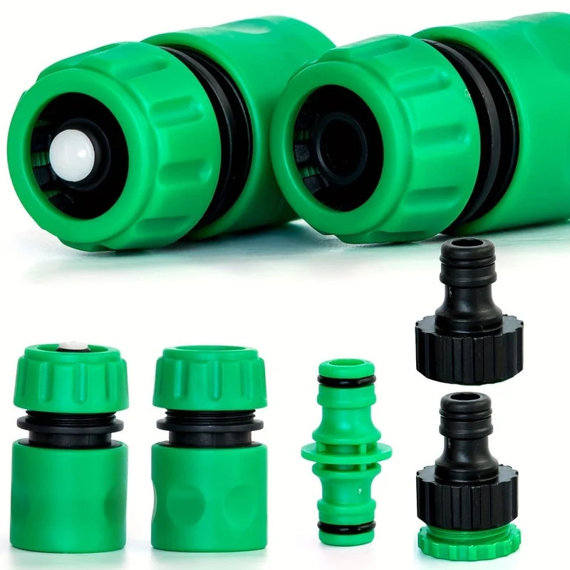 5/10 Stück, Schnellanschlüsse für Gartenschlauch, Einweichschlauch und Wasserhahn. 1/2-Zoll-Wasserdurchflussanschluss, 1/2-Zoll-Absperranschluss, 1/2-Zoll- bis 3/4-Zoll-Wasserhahnanschluss, 3/4-GHT-Schnellanschlüsse. Arbeiten für Sprühdüse, Wasserpistole.