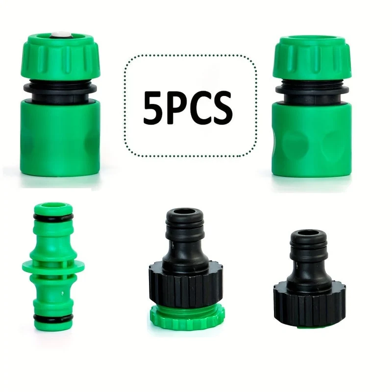 5/10 Stück, Schnellanschlüsse für Gartenschlauch, Einweichschlauch und Wasserhahn. 1/2-Zoll-Wasserdurchflussanschluss, 1/2-Zoll-Absperranschluss, 1/2-Zoll- bis 3/4-Zoll-Wasserhahnanschluss, 3/4-GHT-Schnellanschlüsse. Arbeiten für Sprühdüse, Wasserpistole.