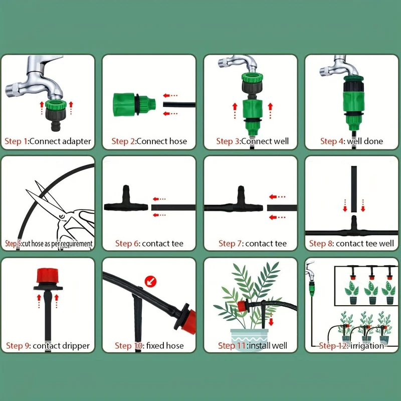 1-teiliges Gartenbewässerungsset, DIY-Gewächshaus, DIY-Tropfbewässerungssystem, automatische Bewässerung, Gartenschlauch, Mikro-Tropfbewässerungs-Sets mit verstellbaren Tropfern, 15–30 m