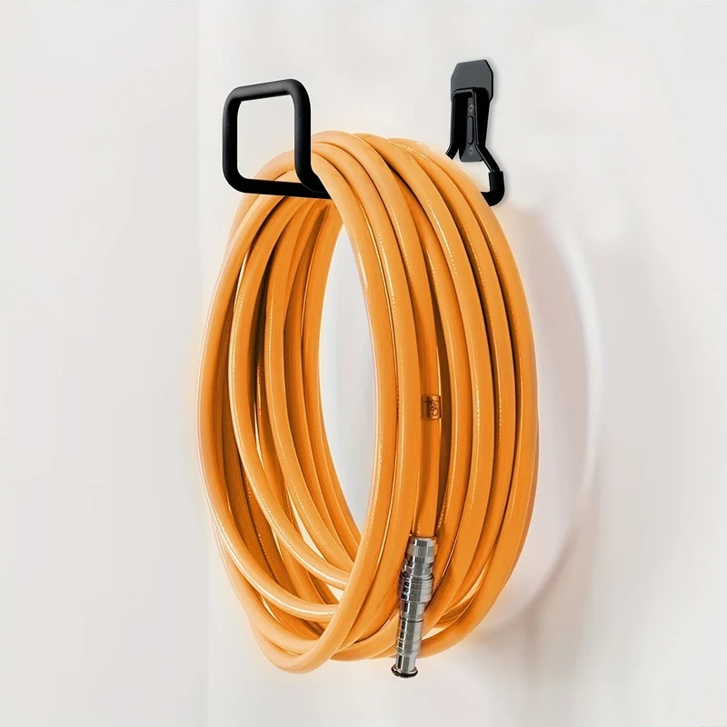 Gartenschlauchhalter zur Wandmontage, robuster Wasserschlauchaufhänger für den Außenbereich, Metallschlauchaufroller, Schlauchhalter, Schlauchhaken mit 4 Schrauben für Gartenschlauch, erweiterbarer Schlauch, Wasserschlauch-Verlängerungsschlauch (schwarz)