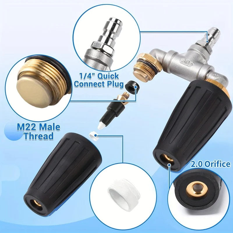 1 Packung Dual-Turbo-Düse für Hochdruckreiniger, 4000 PSI 4–6 GPM mit 1/4 Zoll Schnellanschluss, Turbo-Düse für Hochdruckreiniger für die Autoreinigung im Garten