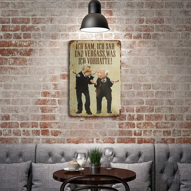 1 Stück Aluminium-Metallschild, „Ich Kam, Sah Und Vergass Was Ich Vorhatte“, Blechschild, für Zuhause, Männerhöhle, Wohnzimmer, Café, Club, Pub [deutsche Sprache], 8 x 12 cm (20 x 30 Zoll)