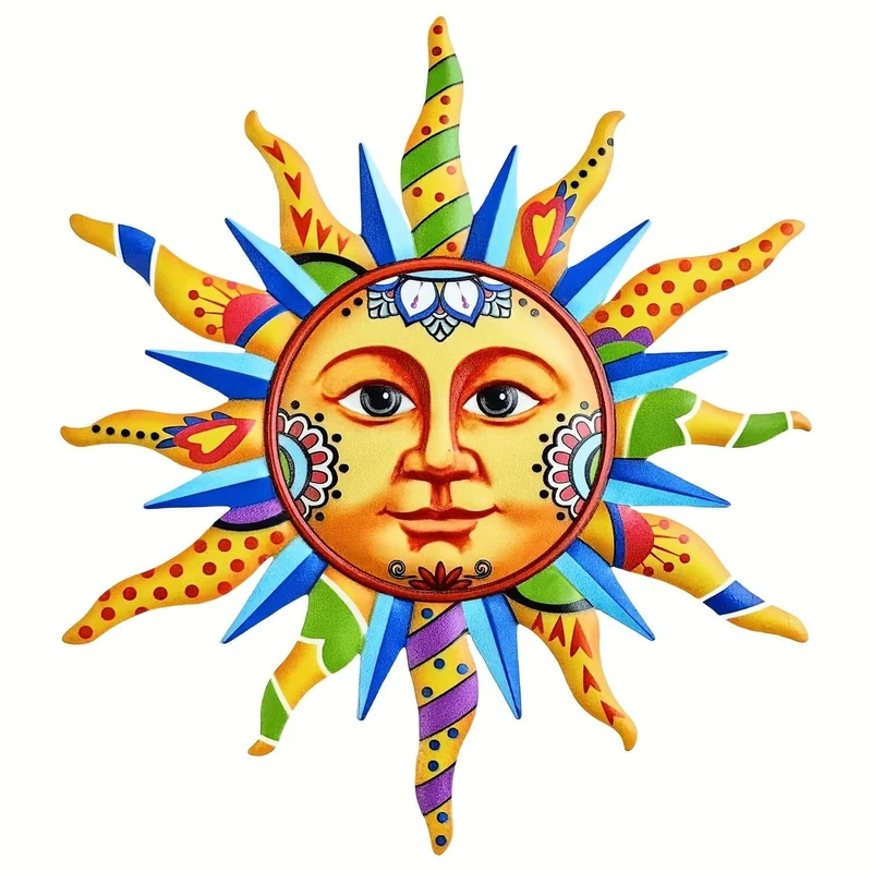 1 Stück Sonnengesicht Metall-Wandkunst, Plakette für Innen, Wohndekoration, Halloween-Dekor, Herbstdekoration