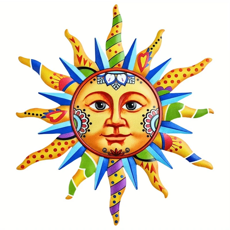 1 Stück Sonnengesicht Metall-Wandkunst, Plakette für Innen, Wohndekoration, Halloween-Dekor, Herbstdekoration