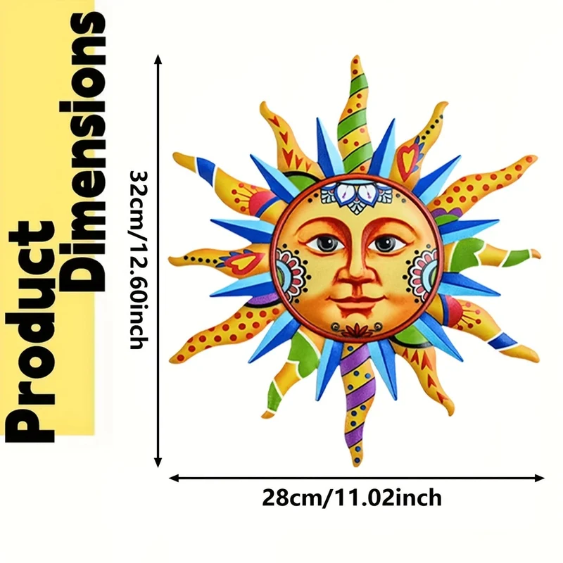 1 Stück Sonnengesicht Metall-Wandkunst, Plakette für Innen, Wohndekoration, Halloween-Dekor, Herbstdekoration