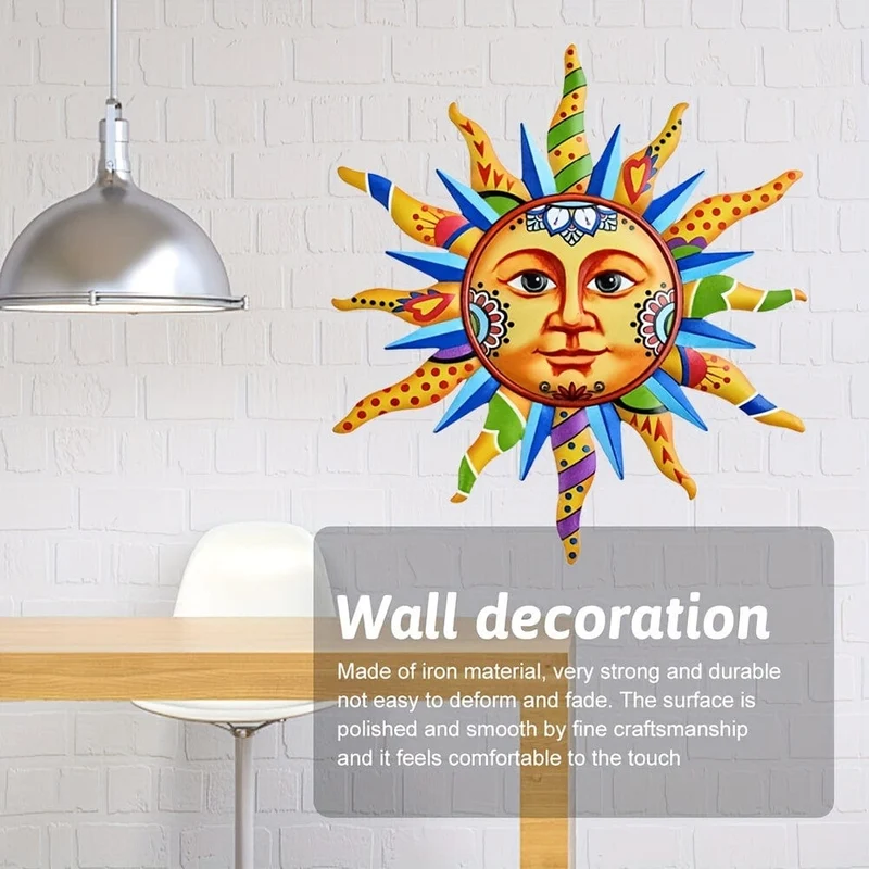 1 Stück Sonnengesicht Metall-Wandkunst, Plakette für Innen, Wohndekoration, Halloween-Dekor, Herbstdekoration