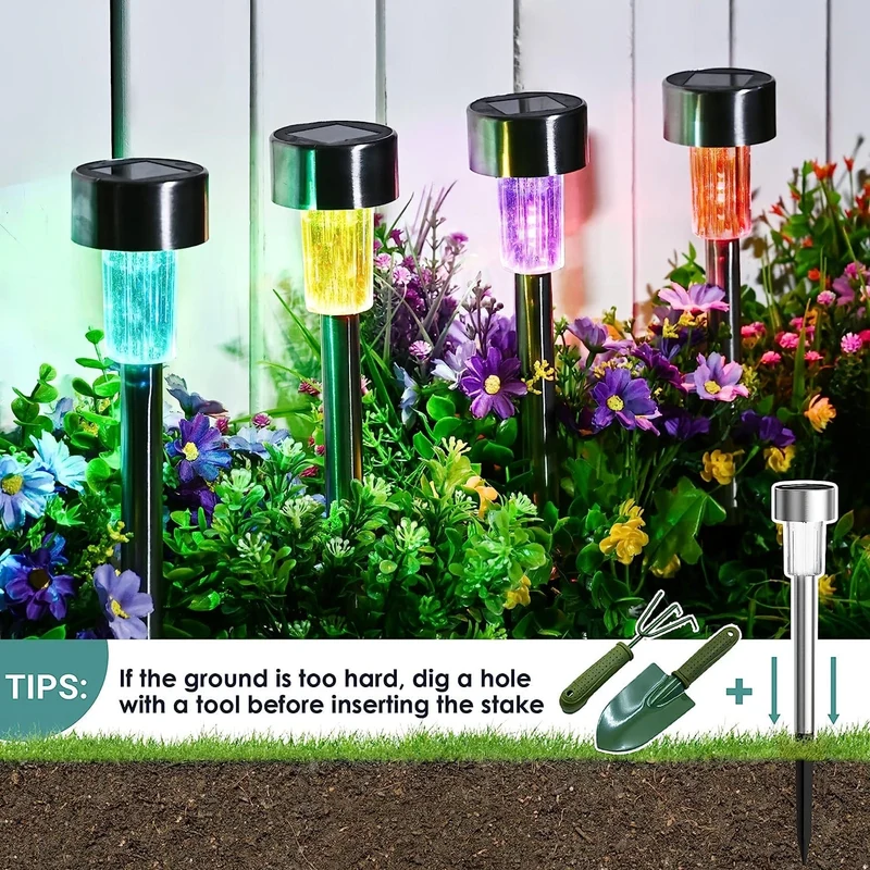 10 Packungen Solar-Außenleuchten, Solar-Hofleuchten, wasserdichte Außenleuchten, Solar-Gartenleuchten, solarbetriebene Landschaftsbeleuchtung, für Wege, Terrasse, Hof, Rasen, Gehweg, Weihnachten, Halloween, Partys