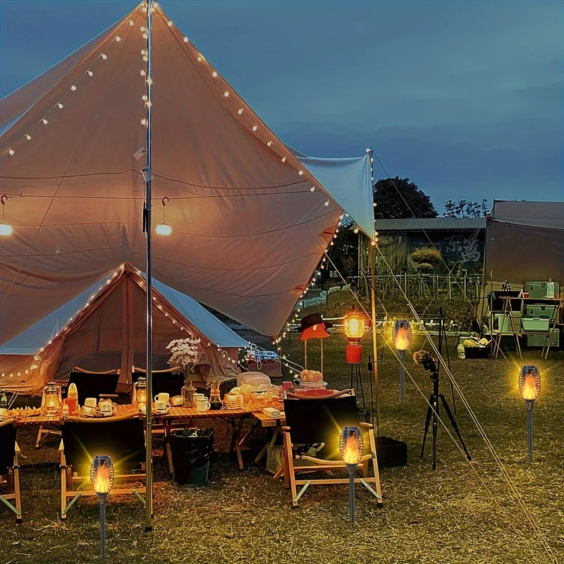 6 Stück wasserdichte Solar-Flammenfackeln für den Außenbereich, LED-Fackeln mit flackernden Flammen, Halloween-Dekorationsleuchten im Freien, für Weihnachten, Halloween, Garten, Hof, Terrasse, automatisches Ein-/Ausschalten
